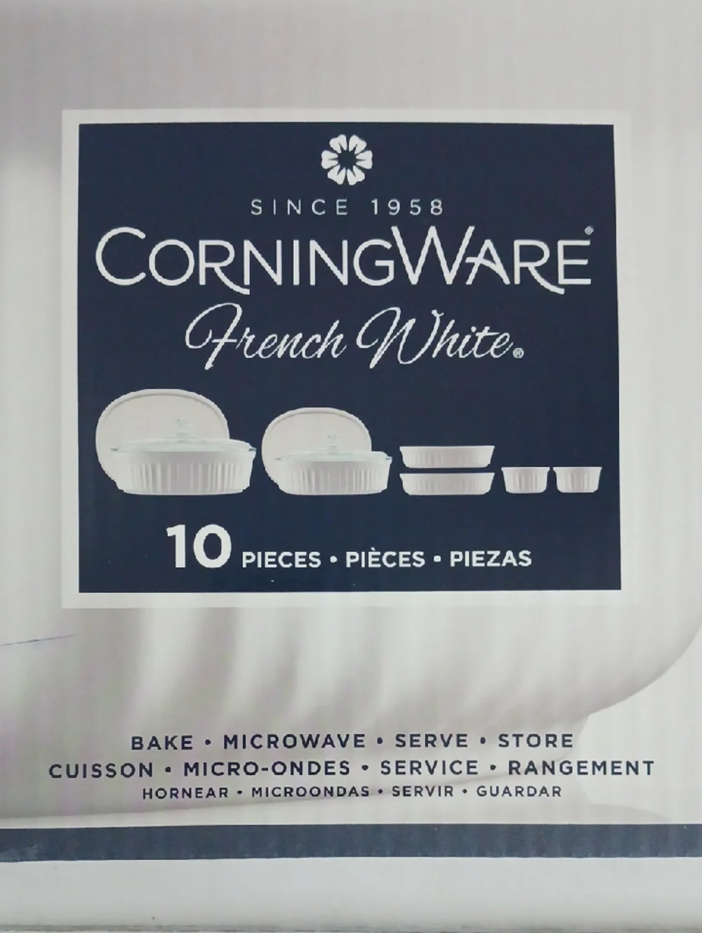 Corningware White Ceramic Lids and Dishes 10pc Set